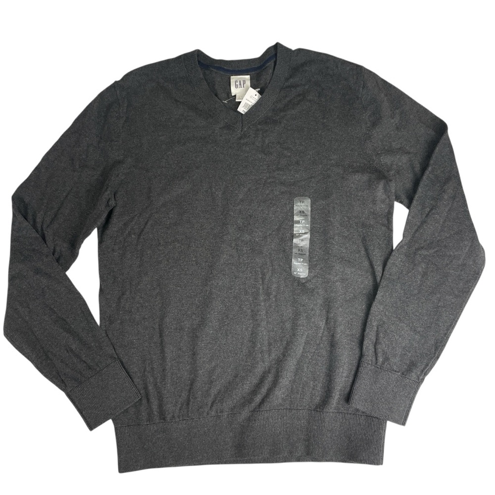 GAP Men's Charcoal Gray V Neck Cotton Sweater Size XS 28" Regular NWT